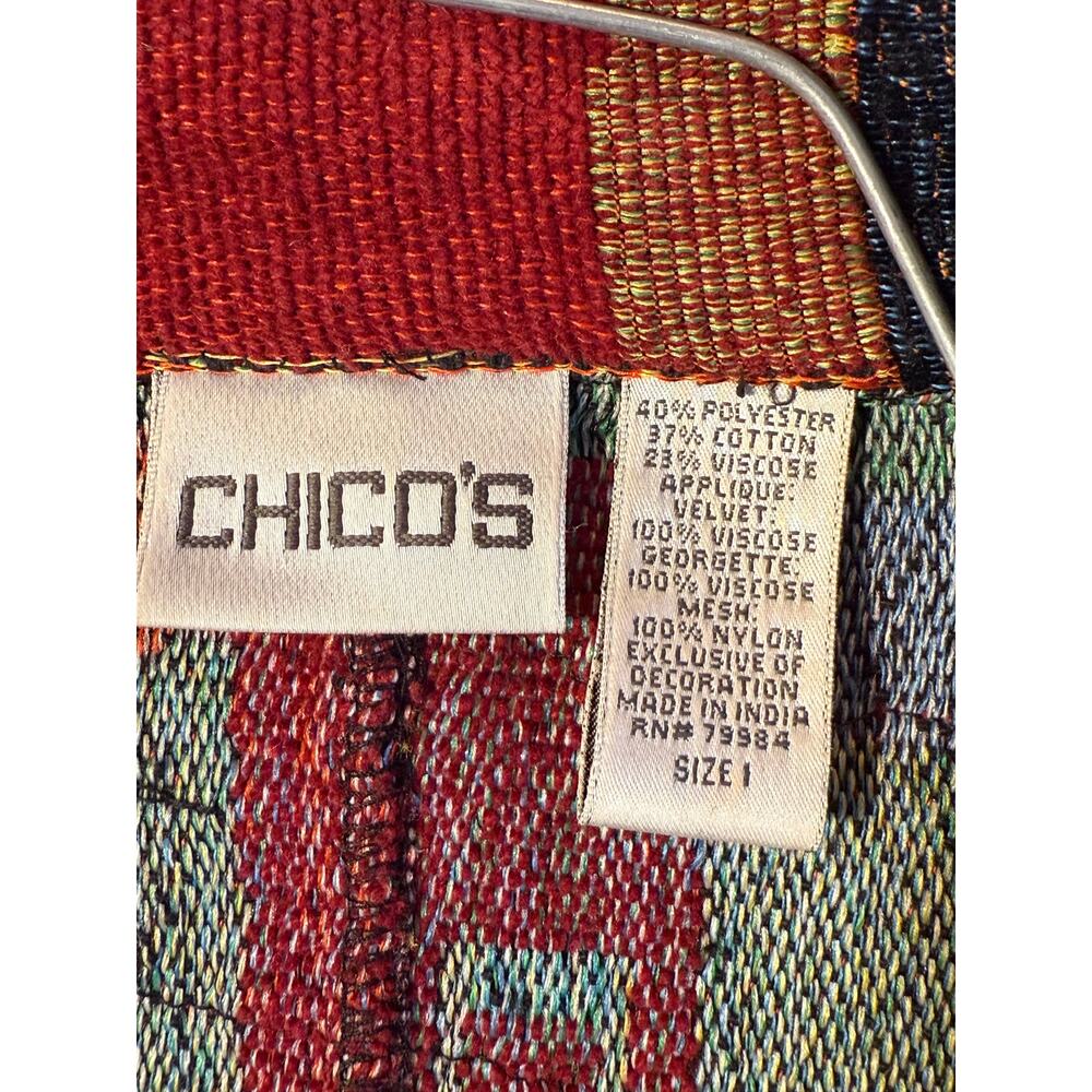 Chico’s Boho Artsy Patchwork Blazer Jacket Size 1… - image 4